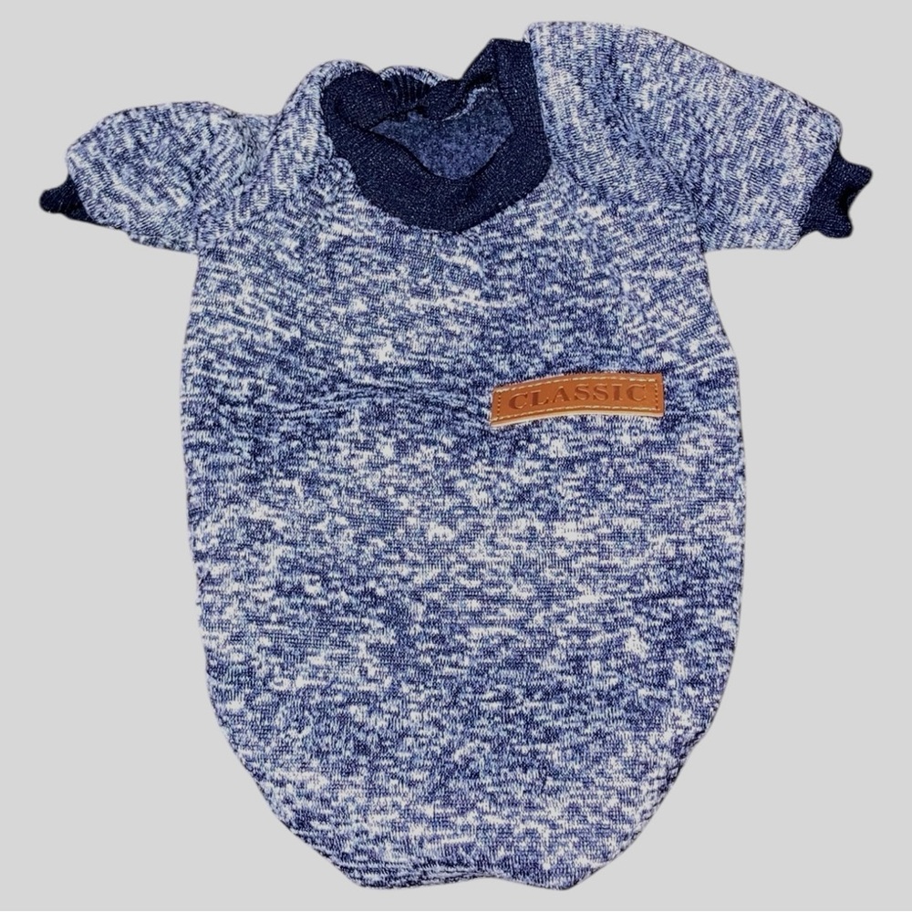 Cute Classic heathered blue dog sweater FREE w/$50+* order - Size Med
